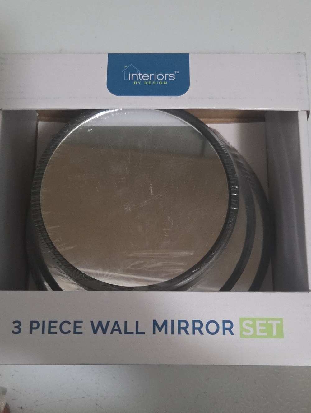 Interiors by Design Black 3-Piece Round Wall Mirror Set - Sleek Accent Mirrors